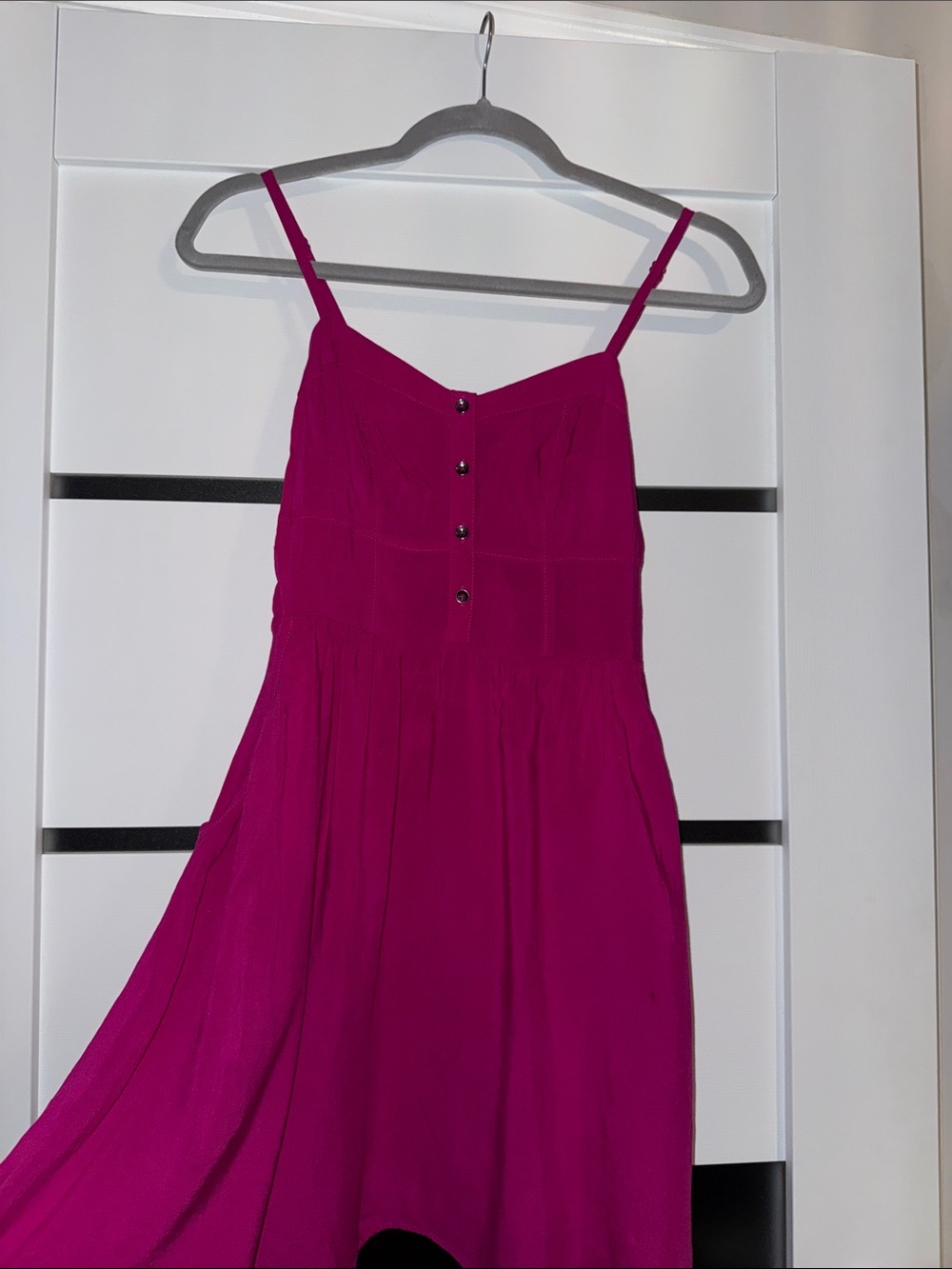 Express Fuchsia Spaghetti Strap Button-Front Sundress
